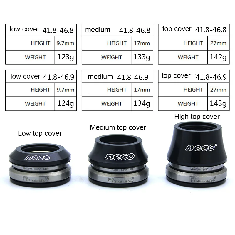 NECO велосипедная гарнитура 42 47 41,8 46,8 46,9 мм 1 1/8 1 1/4 конический подшипник гарнитура для FSA дорожный велосипед MTB горный велосипед