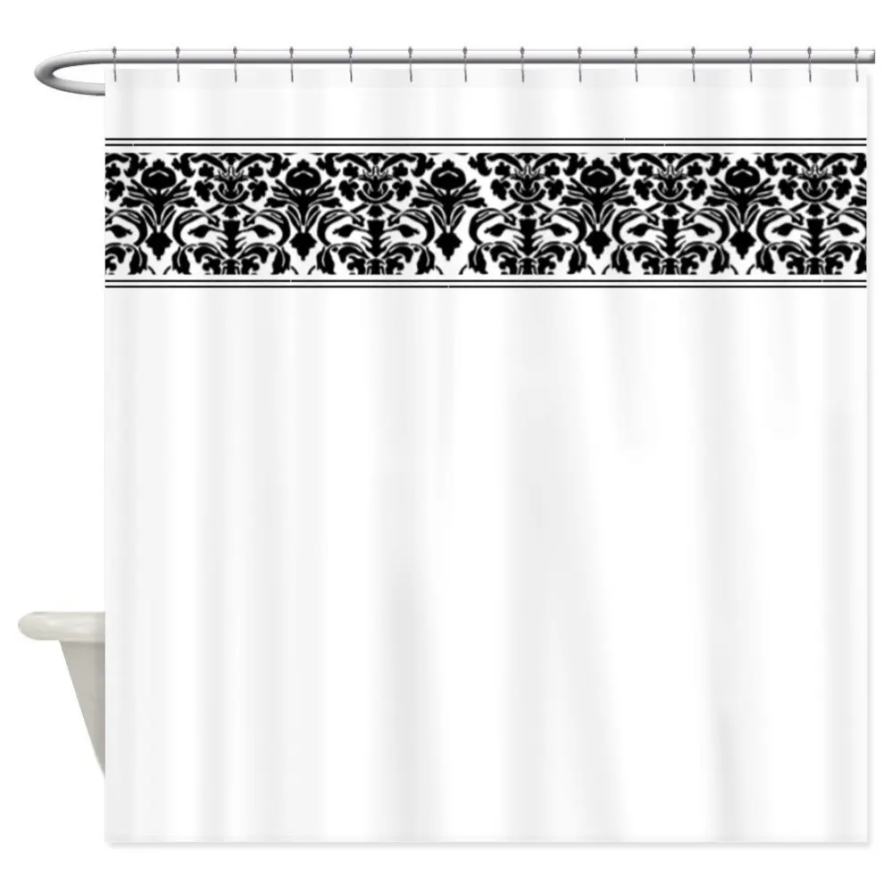 Black Damask Decorative Fabric Shower Curtain (69"x70")in Shower