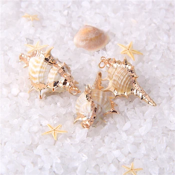 

3 Pieces Summer Holiday Sea Beach Shell Pendant Gold Connector Conch Beads For Woman Jewelry Girl Shell Earrings & Necklace Gift