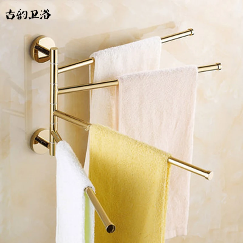 Towel Racks 4 Tiers Bars Golden Antique Brass Towel Holder Bath Rack Active Rails Hanger