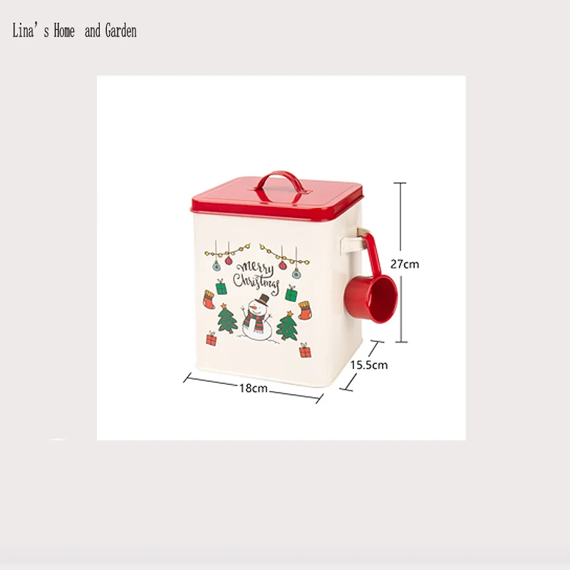 Christmas theme powder coating Kitchen Rice Storage Bin Flour Cereal Beans Grain Box Container Case (3)