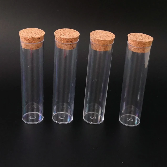 

100pcs/lot 25x95mm Plastic Flat BottomTransparent Lab Empty Test Tube With Cork Stoppers Drosophila Vials culture tube