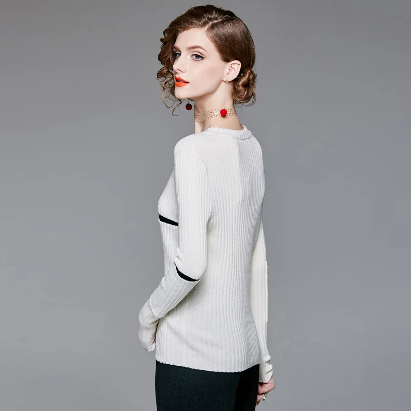 Solid long sleeve elastic knit wool basic sweater 2018 new women autumn pullover slim sweater