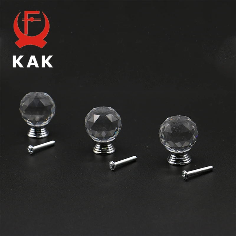 KAK 20-40 мм Хрустальный шар дизайн, прозрачный, Кристальный стеклянные ручки для шкафа выдвижной ящик для кухонного шкафа ручки для шкафа фурнитура