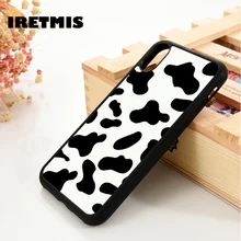 Iretmis 5 5S SE 6 6S funda de teléfono de goma de silicona TPU suave funda para el iPhone 7 8 plus X Xs 11 Pro Max XR estampado de vaca negro blanco