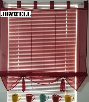 

8 Colors Ribbon Roman Curtain Polyester Voile Ball Controller Blind Home Wave European Tab Top Living Room Balcony Voile 1PC