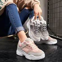 Обувь; теплые зимние женские ботинки на платформе; женские повседневные кроссовки из искусственной кожи; женские зимние ботинки; Теплая обувь на меху