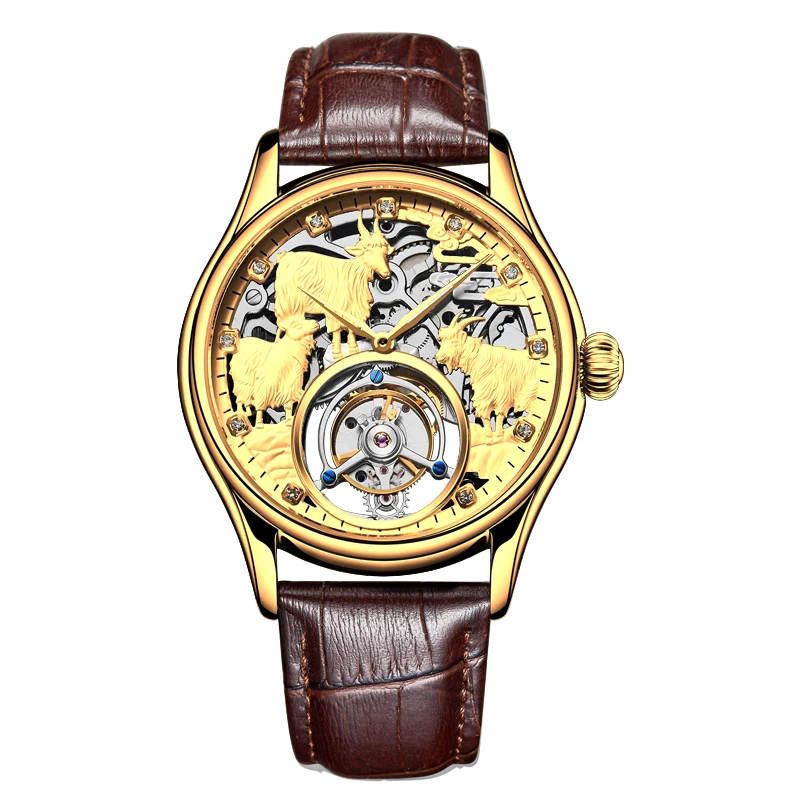 

Original Brand Sanyang Kaitai Seagull Tourbillon 3D Emboss Manual Mechanical Watch Men's Hollow Waterproof Mens Watches
