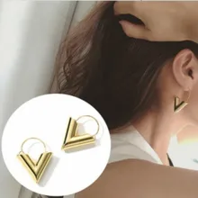 Pendientes colgantes con forma de V iniciales Vintage para mujer 2019, pendientes de plata y circonita para niña