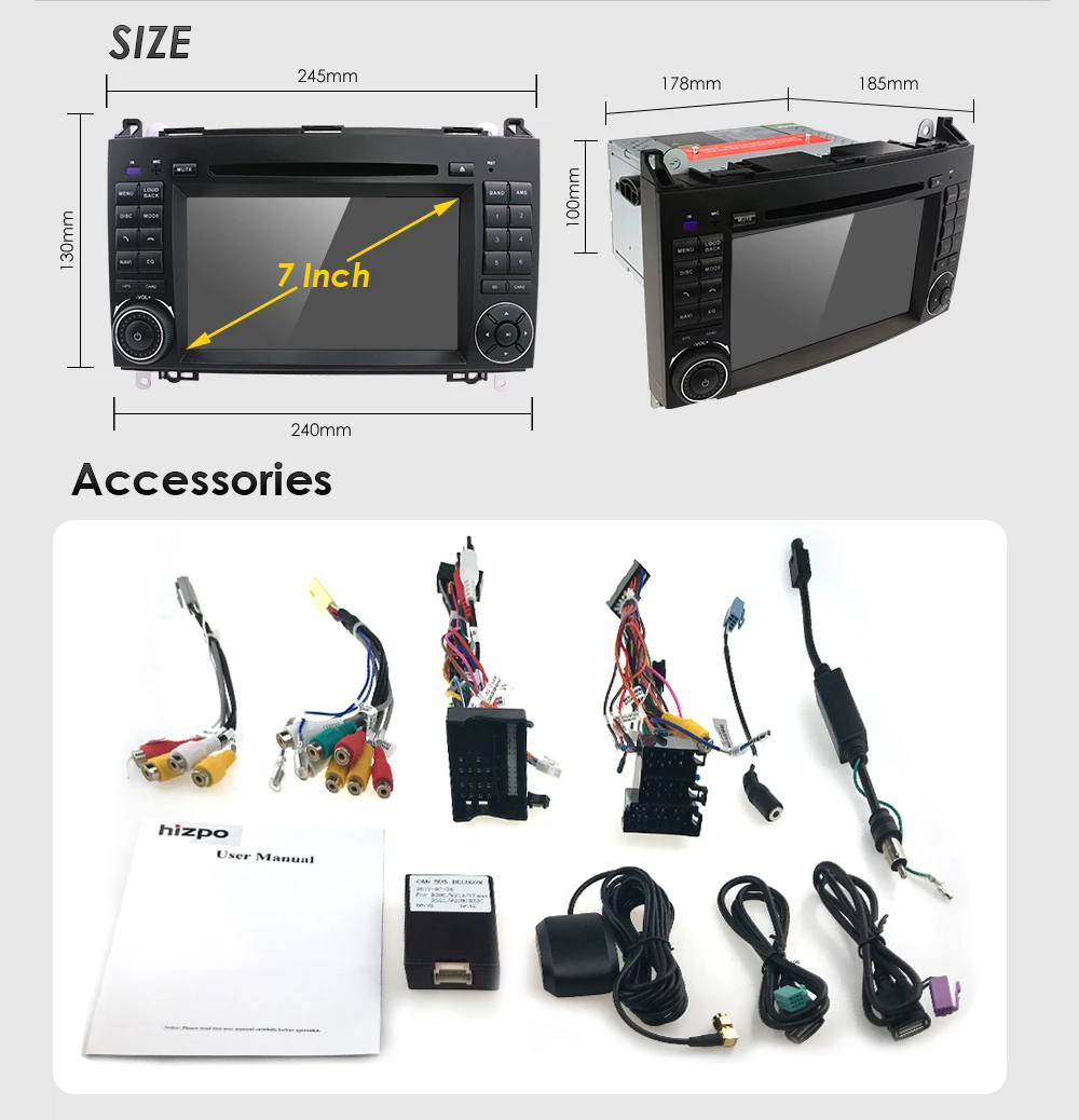 Best Car In Dash DVD Player GPS Navigation for Mercedes-Benz W169 A150/A160/A170/A180/A200 W245 B160/B170/B180/B200 W639 Vito/Viano W 3
