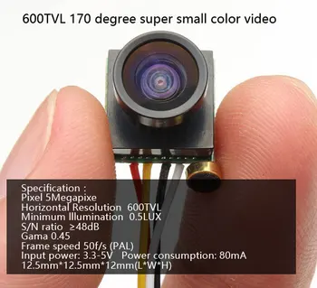 

Free Shipping 600TVL 170 degree super small color video mini FPV camera with audio for Mini 200 250 300 Quadcopter