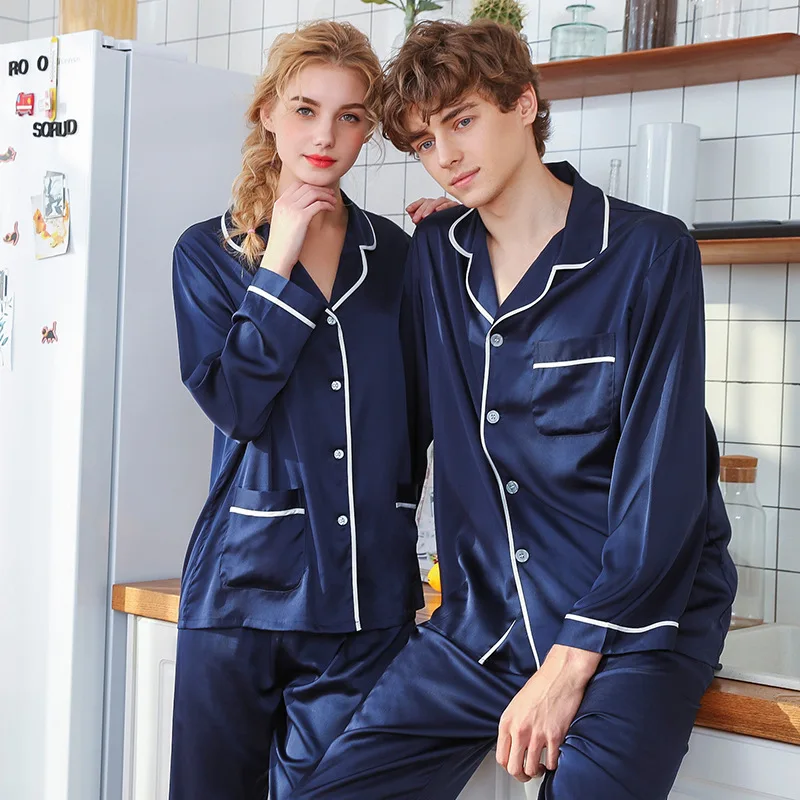 

CEARPION Couple Pajama Set Long Sleeve Sleepwear Lover's Home Suit Pyjama Man Woman Lounge Set Lovers' Clothes Bathrobe