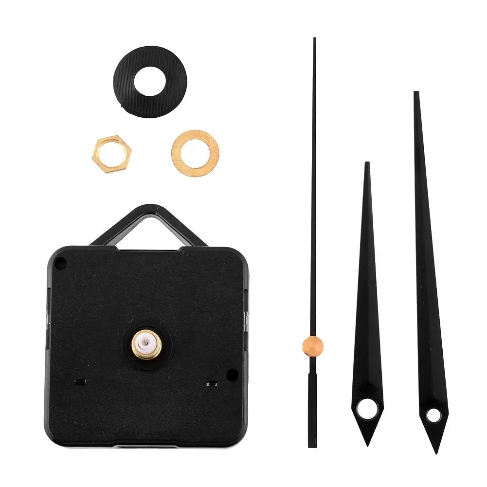 

Quiet Quartz Clock Movement Three Black Hands Mechanism Parts Set Kit