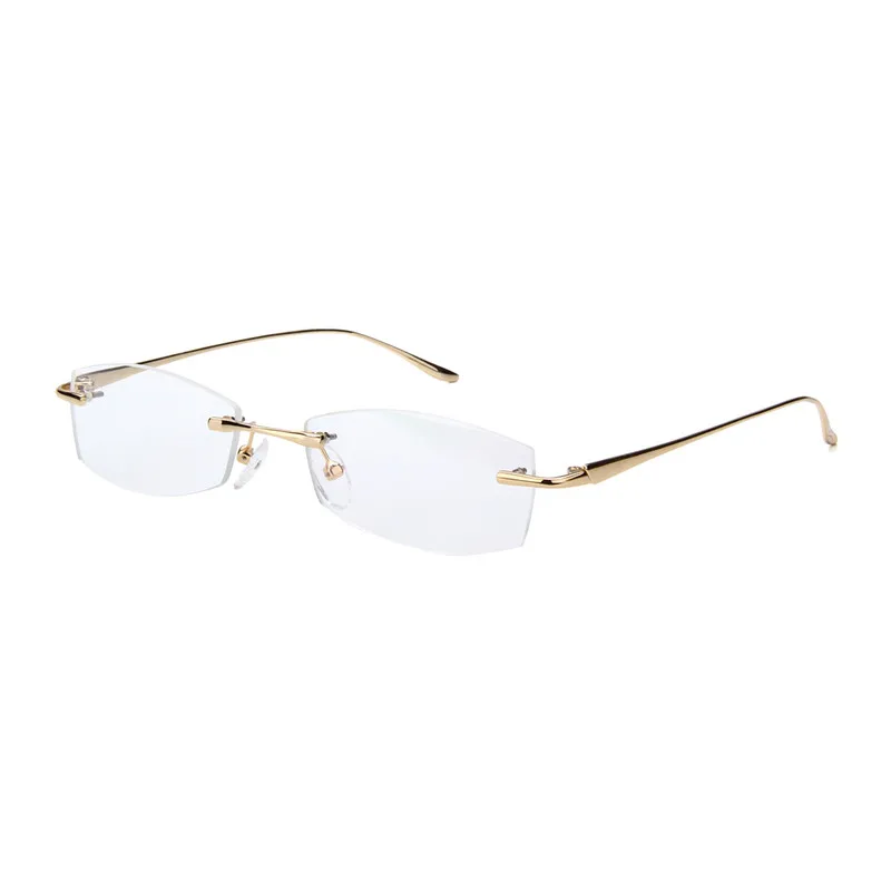 Rimless Gold Glasses Frames For Men Optical Prescription Eyewear Clear