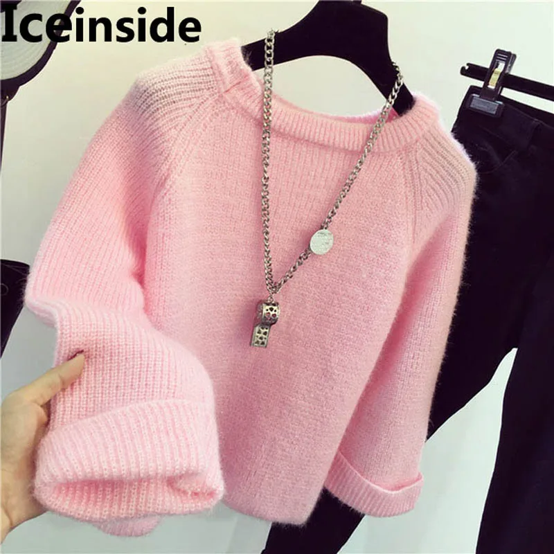 

Iceinside Winter Women Candy Color Sweater Female Knitted Sweaters And Pullovers Femme Tricot Pull Bottom Sweater Tops Jumper