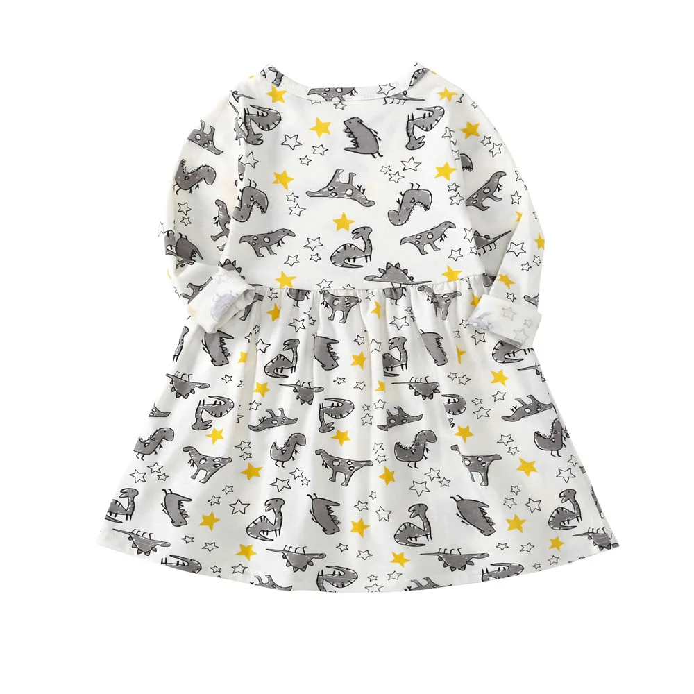 

Baby Girls Dresses Infant Kids Dinosaur Printing New Spring Dress Baby Girls Clothes Sundress Casual Dresses Dropshipping