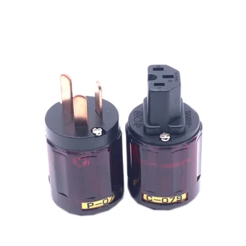 

1 Pair AU P-079 + C-079 Amp Amplifier copper Power IEC Plug Connector DIY Power Socket