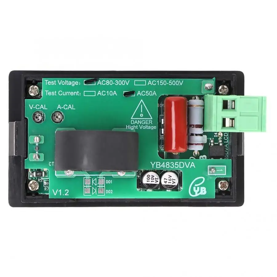 

Current Meter YB4835DVA LCD AC Ampere Meter Voltage Meter Digital Display 0~50A 80~300V Ampermeter