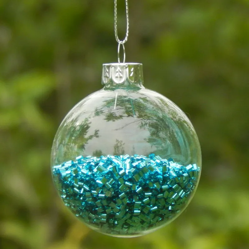 Маленькая упаковка Небесно-Голубой ручной работы Рождественская стеклянная ваза Подвески Стекло с разрисовкой вручную Рождество шар для украшения дома