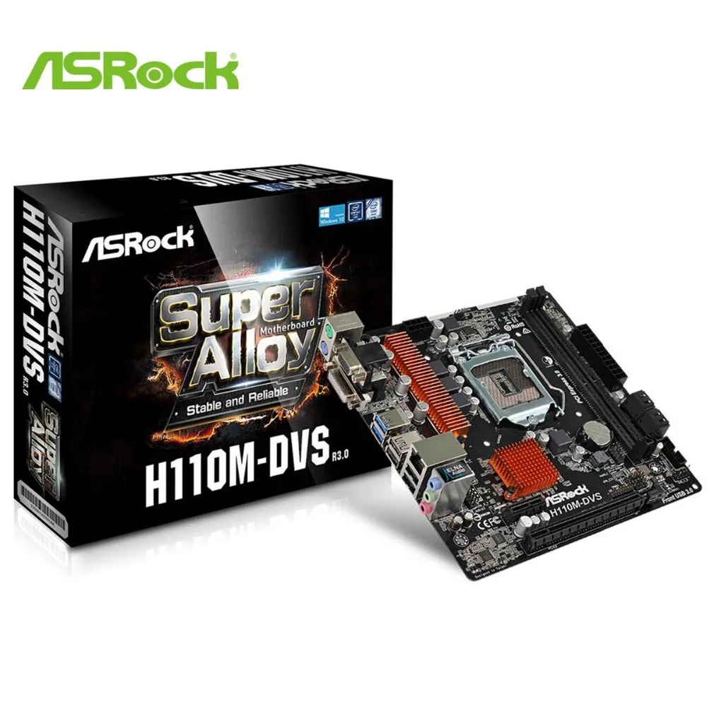 Материнская плата ASRock H110M-DVS R3.0 2133MHz Intel H110 chipset 4* SATA 6Bb/s PCI USB3.0/2,0 DVI-D/VGA 1151