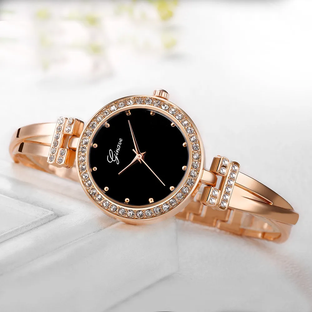 Женские наручные часы Ginave из нержавеющей стали аналоговые кварцевые круглые женские часы модные женские часы розовое золото relogio feminino