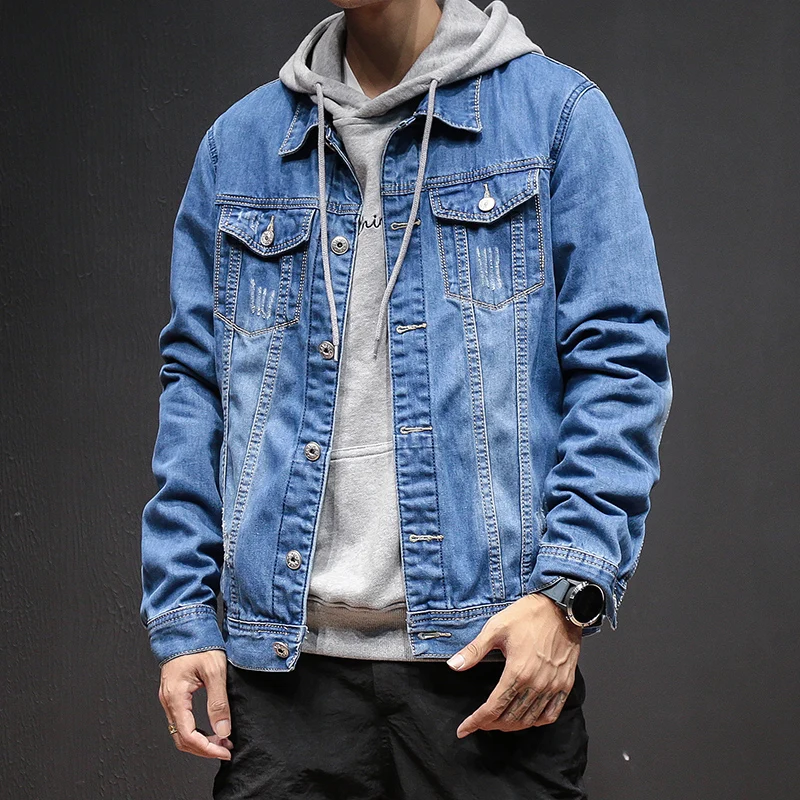 Kopen Solid Casual Slim Heren Denim Jasje Plus Size 5XL Bomberjack Mannen Hoge Kwaliteit Cowboy mannen Jean Jasje Chaqueta hombre