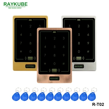 

RAYKUBE RFID Access Control Keypad Metal Case Touch Digit Keypad For Access Control System + Waterproof Cover R-T02