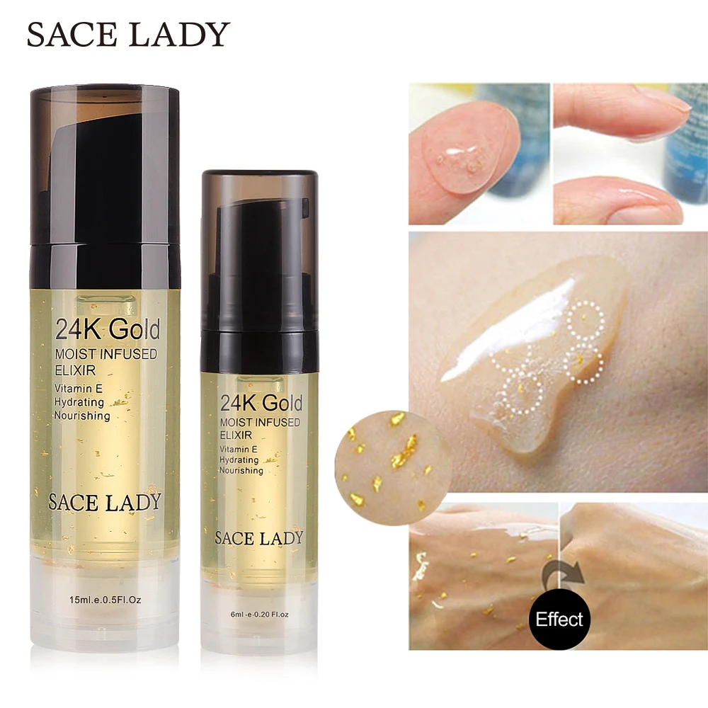

Sace Lady 24k Gold Elixir Oil For Face Makeup Primer 6ml Professional Moisturizing Make Up Base Foundation Primer Pores Cosmetic