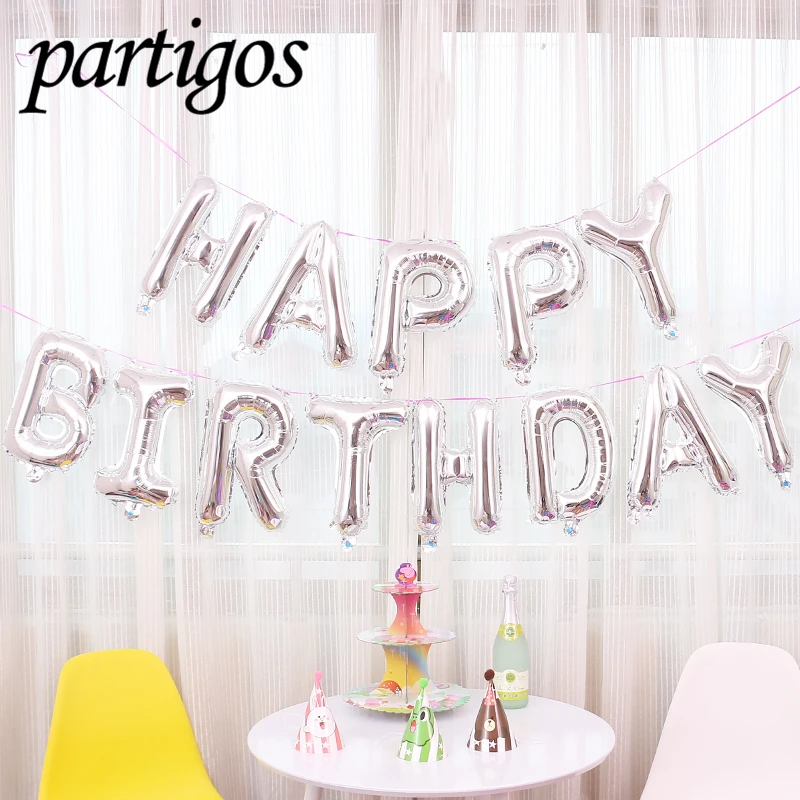 Feliz cumpleaños globo aire cartas Alphabe Rosa hoja de oro globos niños juguete boda fiesta cumpleaños de helio globos fiesta globo
