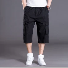Для мужчин летние свободные шорты эластичный пояс Повседневное Короткие штаны Высокое качество Для мужчин Котон большой Размеры рабочие шорты по колено брюки 6XL