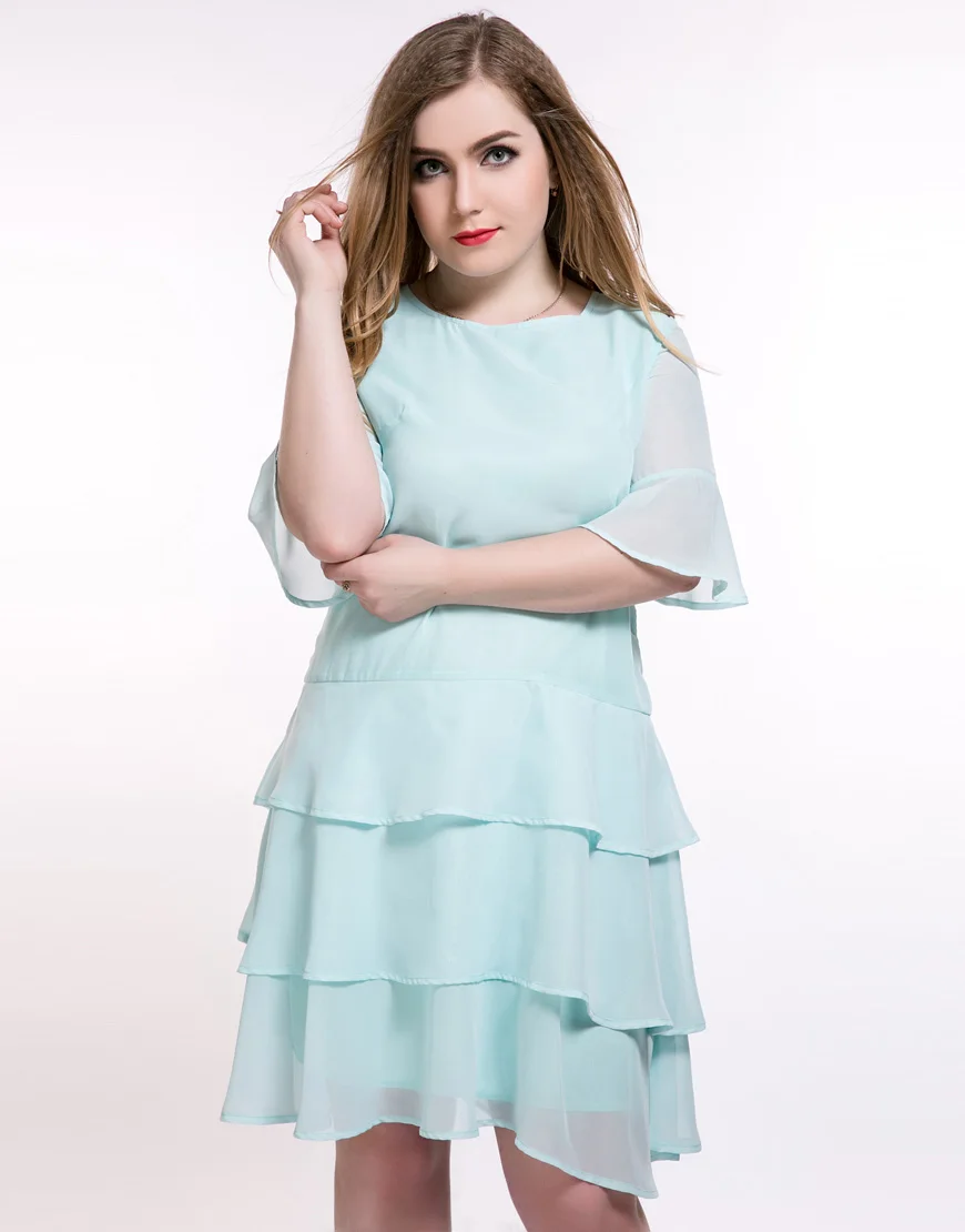 7Xl 6XL الشيفون اللباس زائد حجم Vestidos الكشكشة الأبيض فستان صيفي نصف كم مطوي فضفاضة اللباس 2019 5xl زائد حجم vrouwen 4