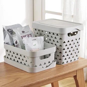 

Household desktop with lid storage box Simple portable large storage box plastic hollow storage box wx10241530