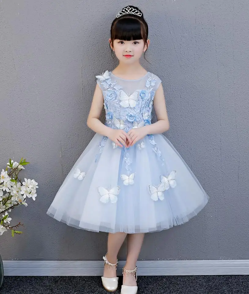 Высококачественные аппликации; кружевное платье с цветочным узором для девочек; нарядное свадебное платье принцессы; платье для крещения для маленьких девочек; платье для первого причастия