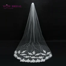 Wowbridal изящная свадебная вуаль для подружки невесты простой дизайн узор Тюль И Кружева Длина до пола свадебные аксессуары