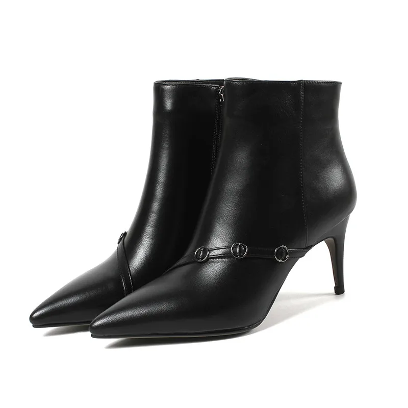 Goede LOVEXSS Vrouw Herfst Winter Rits Enkellaars Mode Sexy Plus Size 33 43 Martin Laarzen Zwart Abrikoos Hoge Hakken Schoenen
