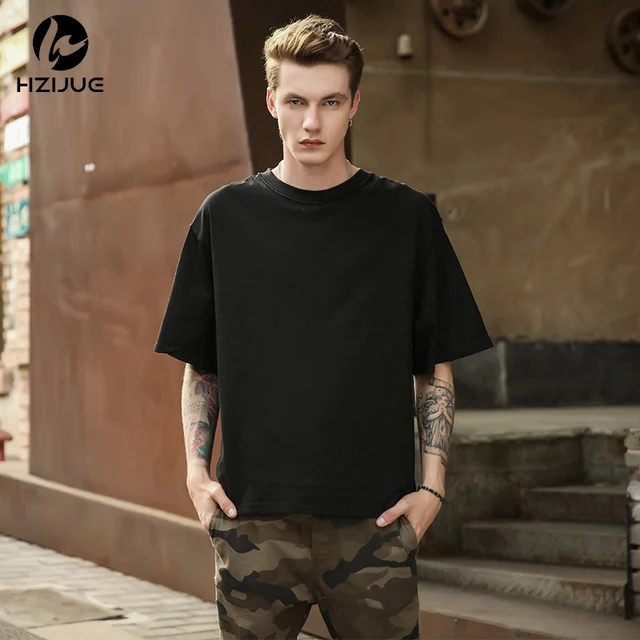 HZIJUE T,shirt d\u0027été Style chaud Streetwear demi manches col rond Kanye hauts
