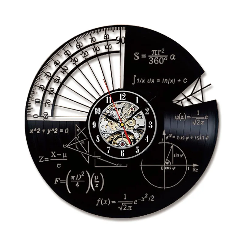 

Unique Wall Clock CD Record Math Theme Modern Design Home Decor Art Quartz Clocks for Living Room Bedroom Hogard JY06