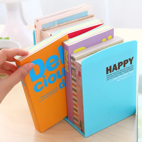 2 Pcs/Lot Deli Korea Stationery Color Cartoon Bookshelf Plastic Bookend Desk Book Organizer Office Shelves Pink Cheap Supplies