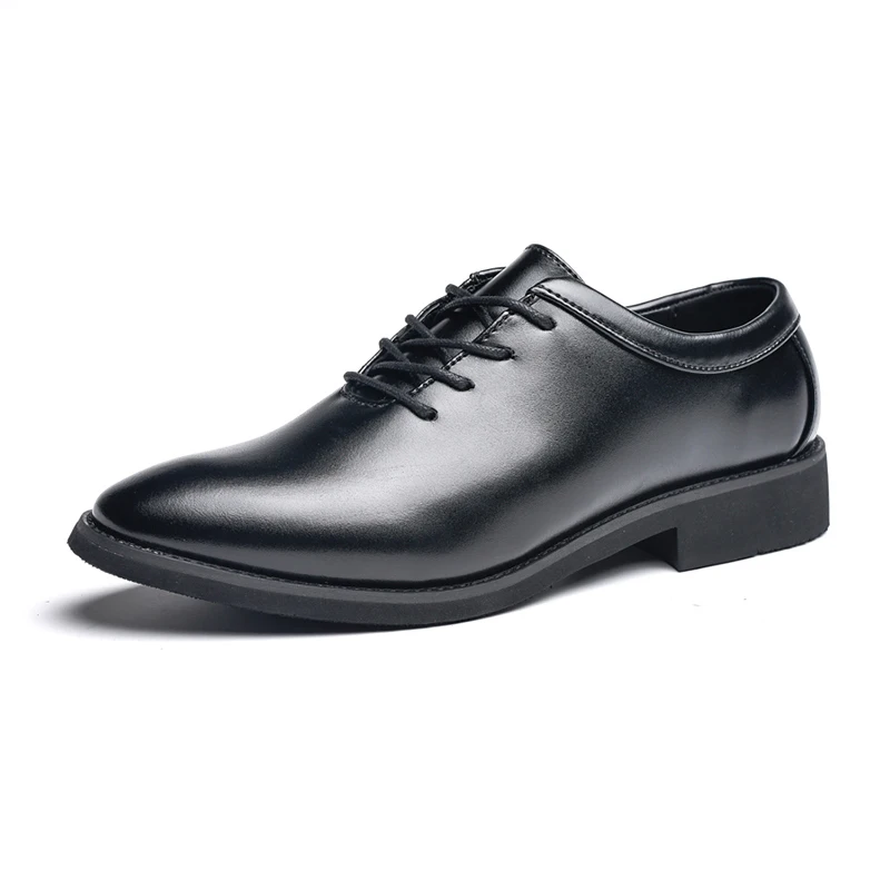 

New Fashion Brand Genuine Leather Business Shoes Men Classic Luxury Lace Up Oxford Black Male Casual Working Office Shoes 2019