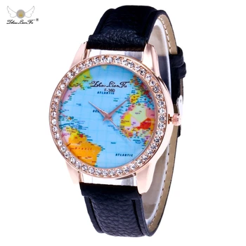 

zhou lian fa 2019 World Map Watch Women Men Leather Quartz WristWatch Women Crystal Dress Clocks Relojes Mujer Relogio Feminino