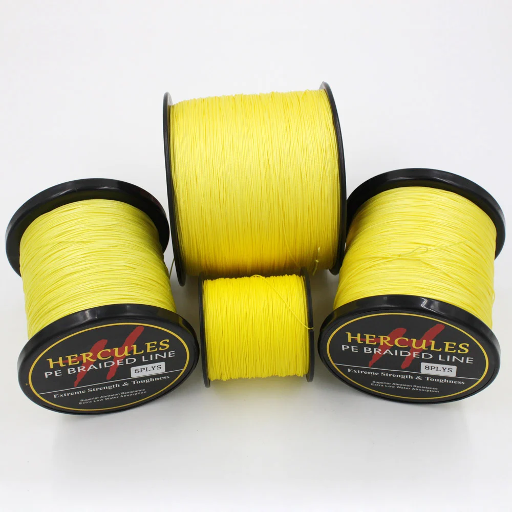Hercules 100 м 300 500 1000 1500 2000 PE Yellow Spectra 8 жил 10lb 200lb плетеная рыболовная леска Для океан