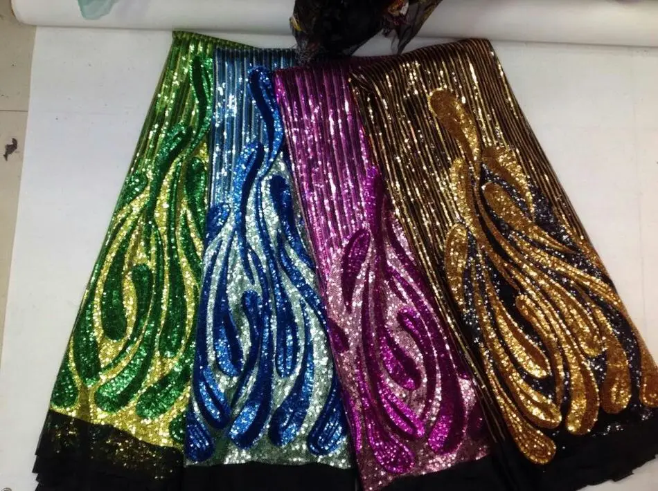 

African Lace Fabric with sequin High Quality French Lace / Net Lace / Cord Embroidery Lace Fabric With Sequins For Wedding Dress