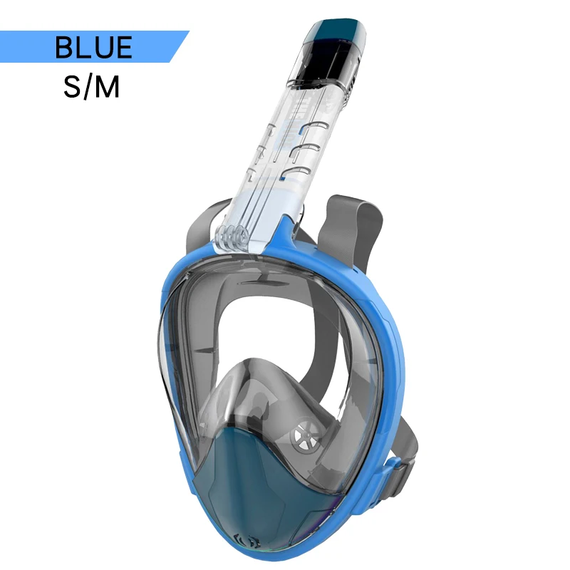 Новинка, складывающаяся маска для подводного плавания с полным лицом, противотуманная Водонепроницаемая маска для подводного плавания, дыхательная трубка, оборудование для плавания и Сноркелинга - Цвет: BLUE-S.M