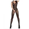 Floral Motif Mesh Body Stockings