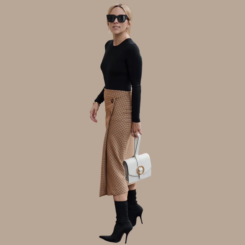 AEL Retro Female Hight Waist Asymmetry Woolen Midi Skirt Wrap New Plaid Women Clothing Vintage Fashion Jupe Longue Femme Slim AEL Retro Female Hight Waist Asymmetry Woolen Midi Skirt Wrap New Plaid Women Clothing Vintage Fashion Jupe Longue Femme Slim