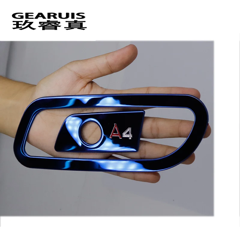 

2 Pcs Car Stainless Steel Stickers Car Glove box Cover Car Styling Interior Chrome Trim Strip Accessories For Audi A4 B9 2017