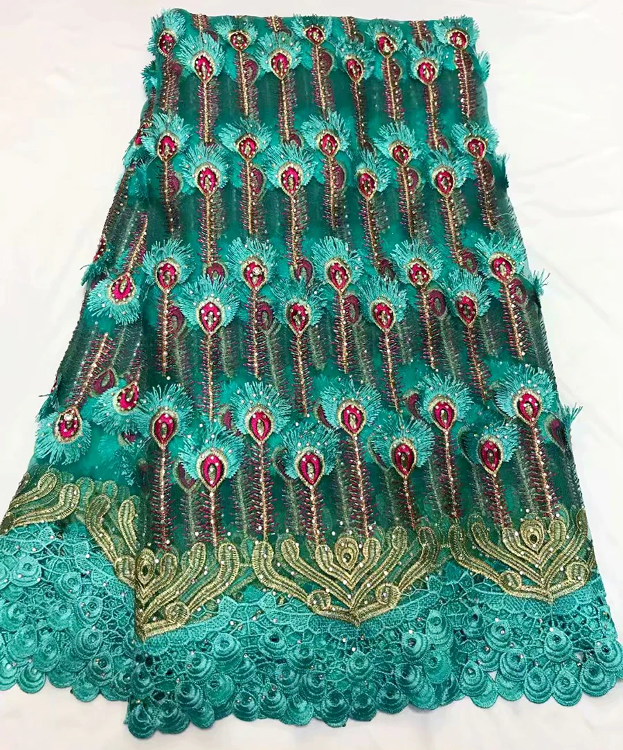 

green Color Tulle Lace Fabric 3D Flower High Quality Stones Lace Fabric Beautiful Applique Nigerian Lace Fabric For Wedding