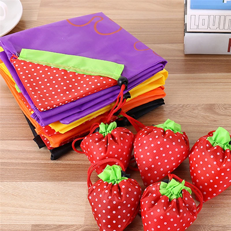 10pcs Eco Storage Handbag Strawberry Foldable Shopping Bags Beautiful