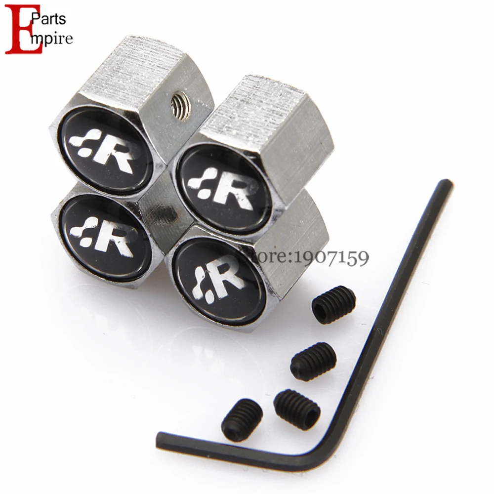 4Pcs/set SR R Logo Wheel Tire Valve Cap Stem Stainless Steel Airtight