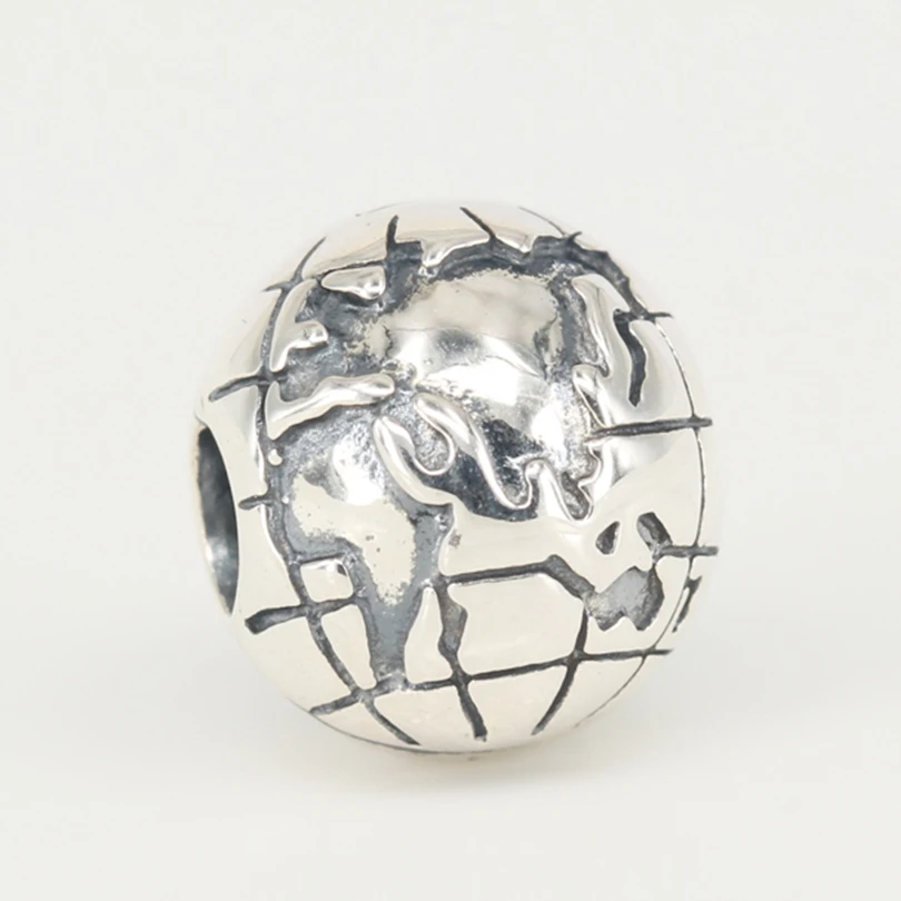 

Globe Clip Fits Pandora Charms Bracelet 925 Sterling Silver European Charm Bead DIY Jewelry